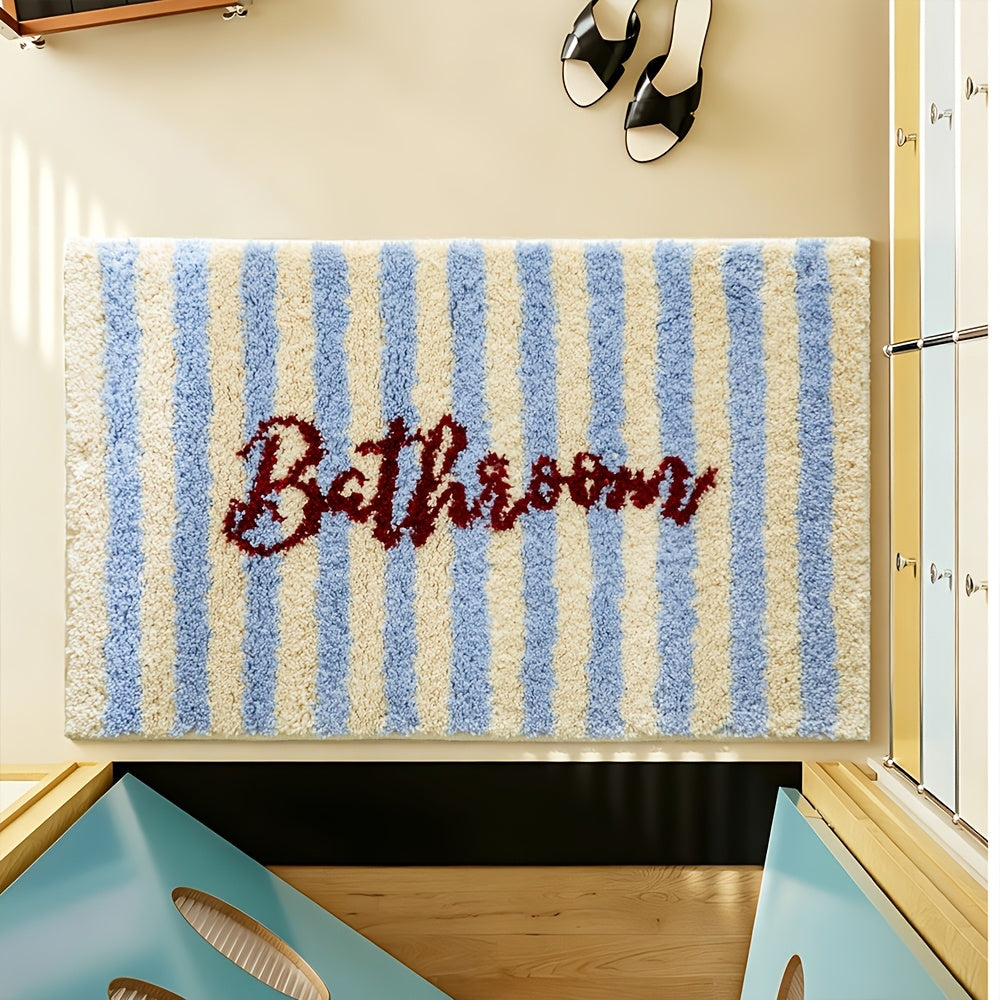 Tapis de salle de bain, rayures ou damier tuftés