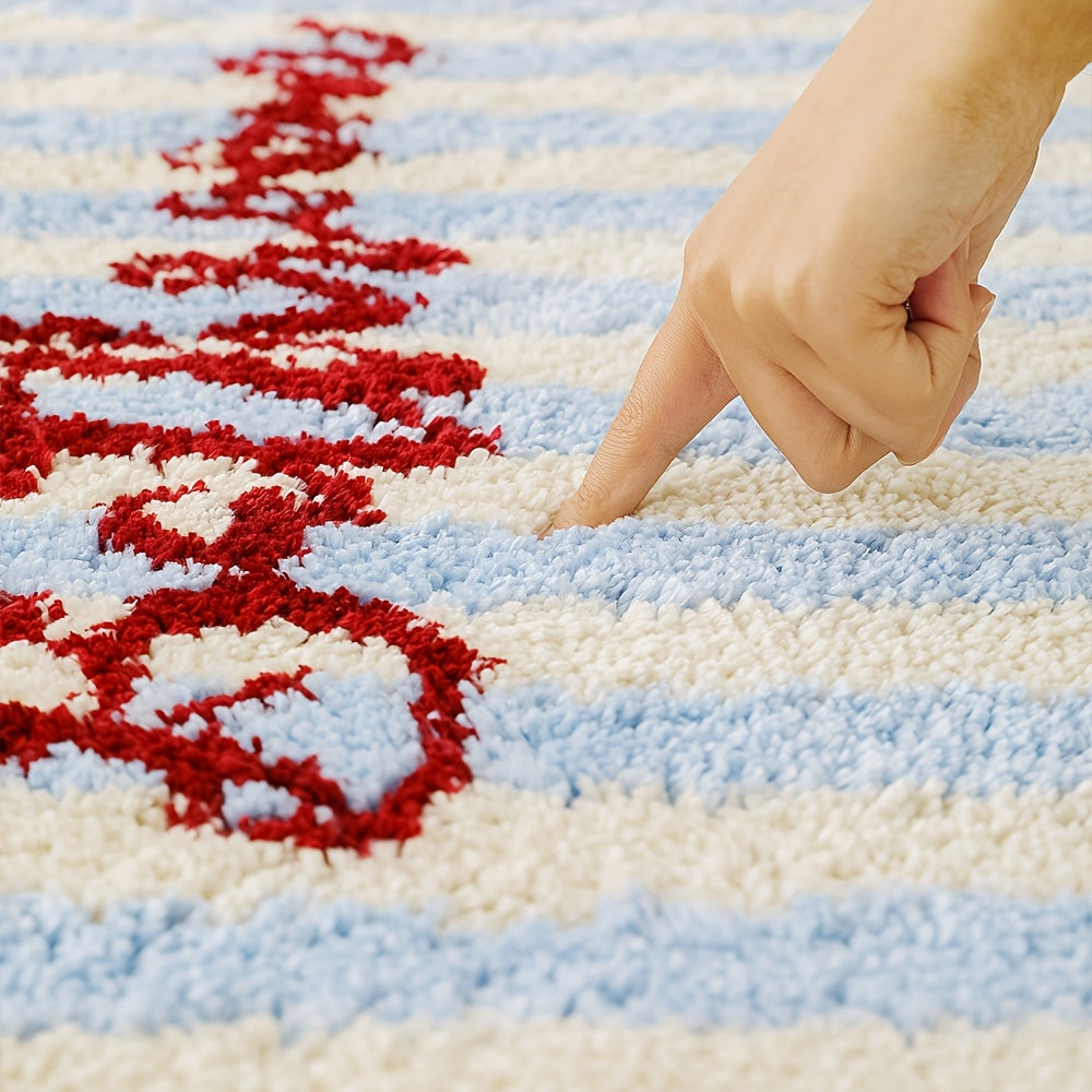 Tapis de salle de bain, rayures ou damier tuftés