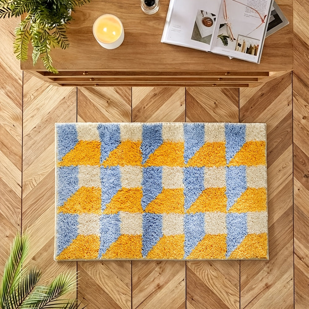 Tapis de salle de bain, rayures ou damier tuftés