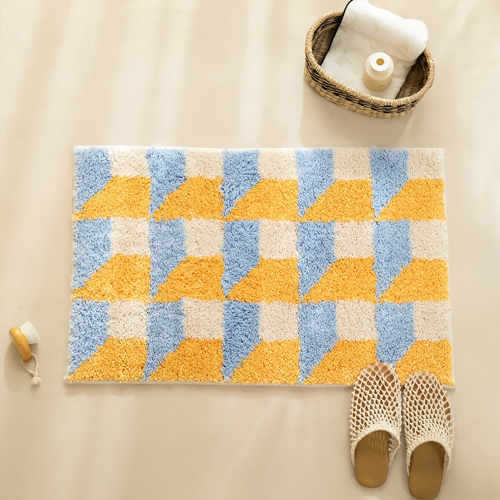 Tapis de salle de bain, rayures ou damier tuftés