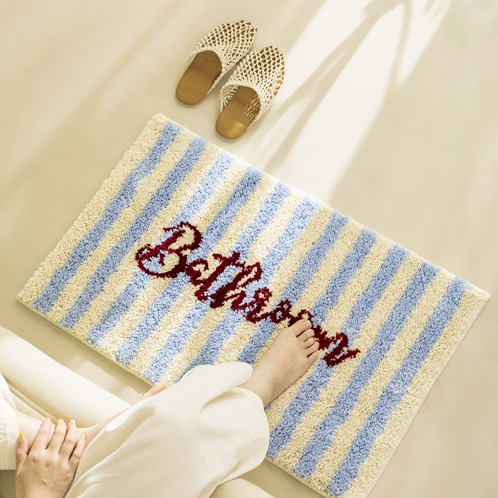 Tapis de salle de bain, rayures ou damier tuftés