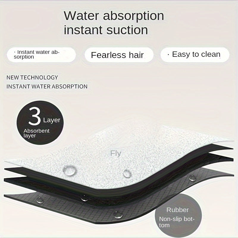 Tapis de salle de bain ultra-absorbant, séchage rapide et fin