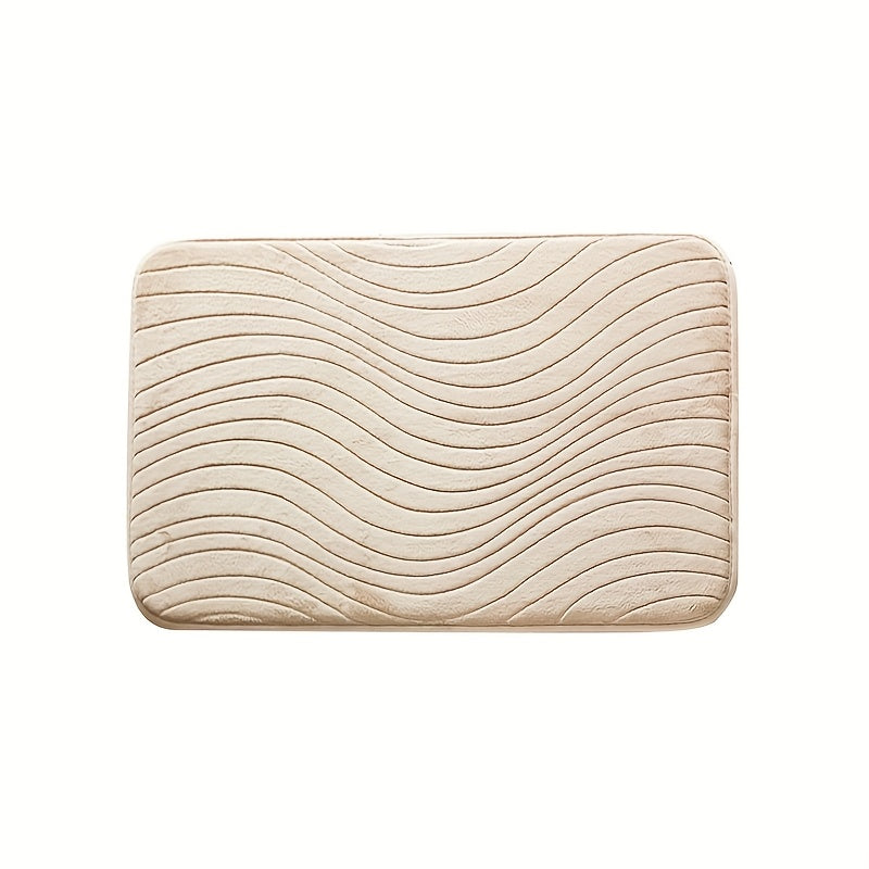 Tapis de salle de bain à vagues, dos PVC picoté