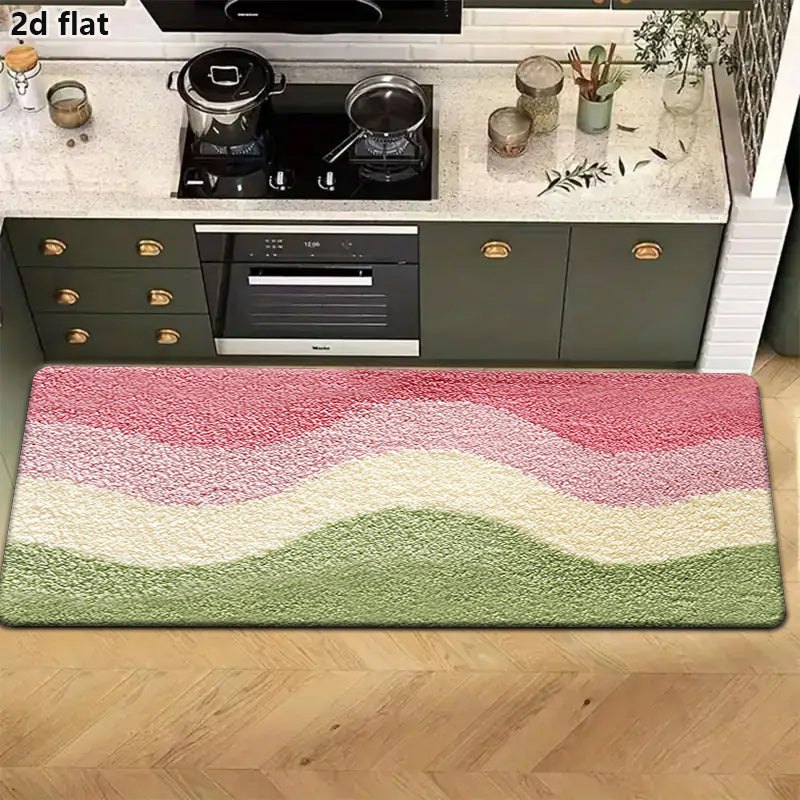Tapis de salle de bain, vagues façon pastèque