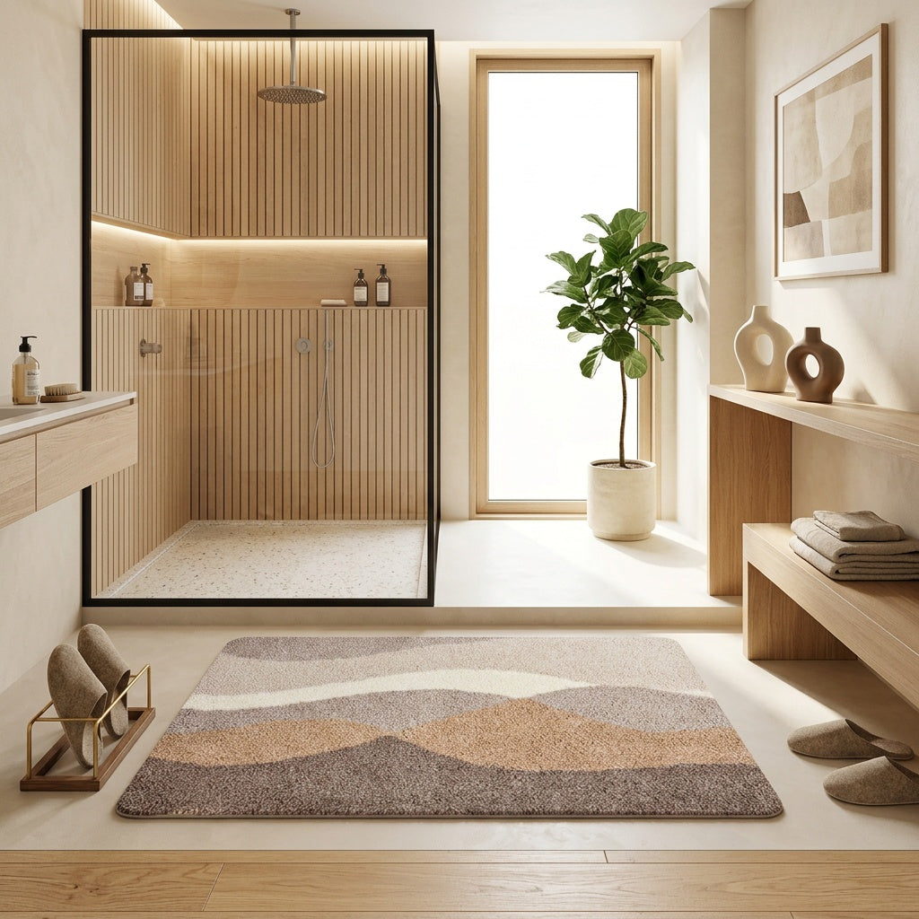 Tapis de salle de bain à vagues, six formats au choix
