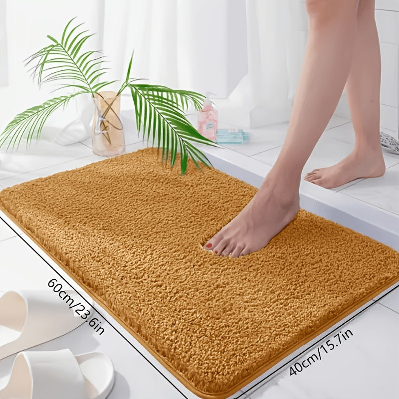 Tapis de salle de bain en velours brossé uni, neuf