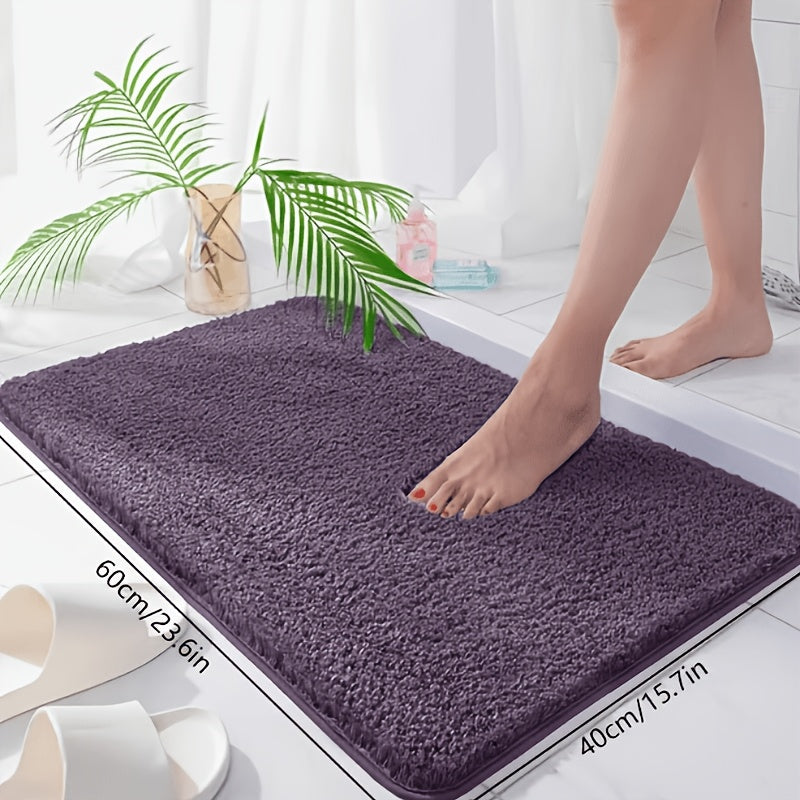 Tapis de salle de bain en velours brossé uni, neuf