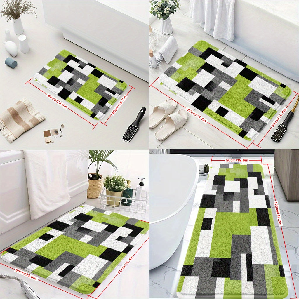 Tapis de salle de bain anis, mosaïque de blocs