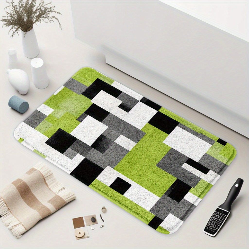 Tapis de salle de bain anis, mosaïque de blocs