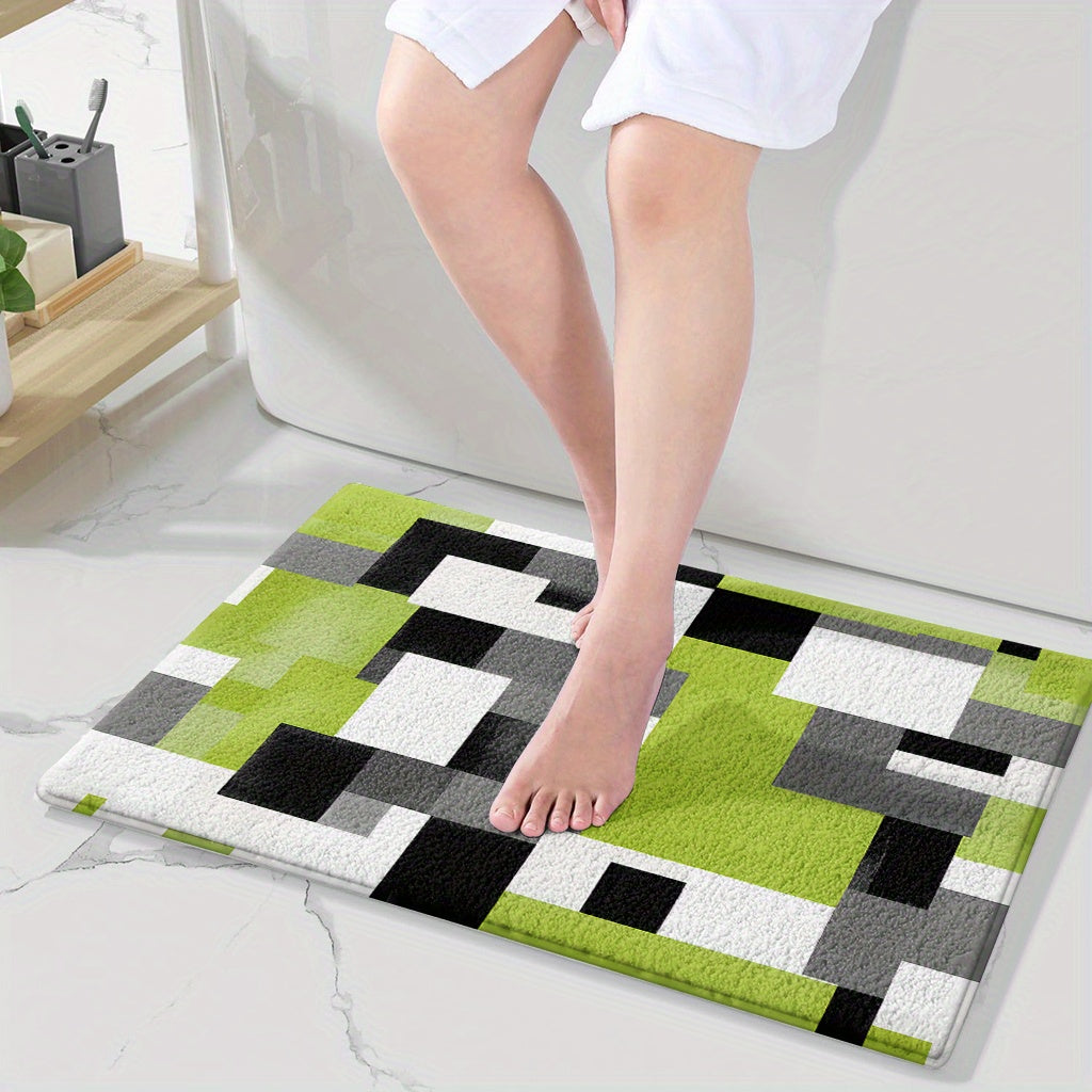 Tapis de salle de bain anis, mosaïque de blocs