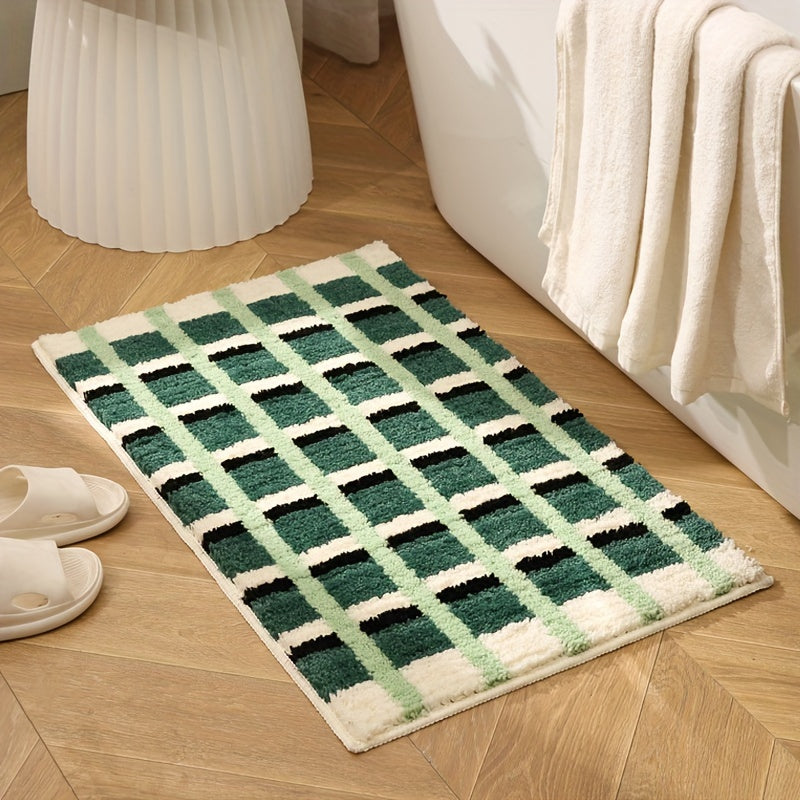 Tapis de salle de bain à carreaux, dos TPR