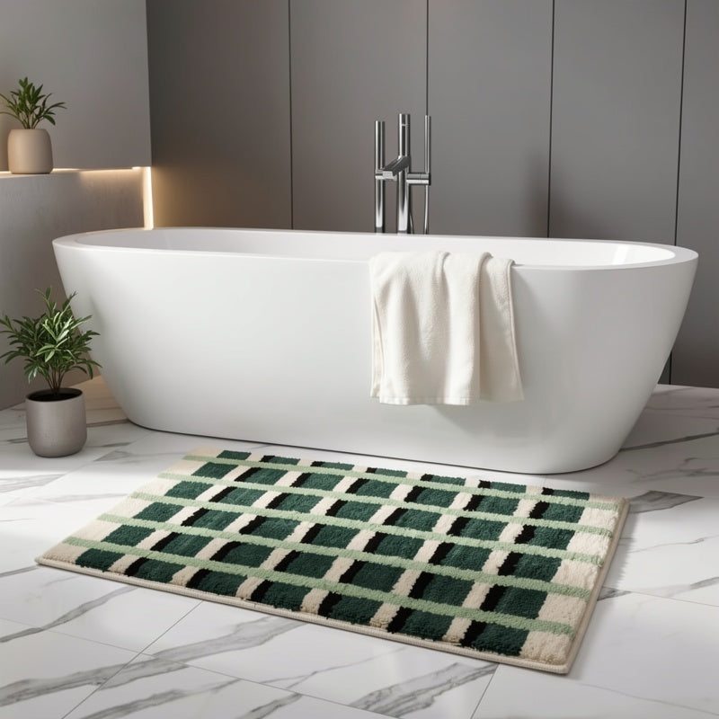 Tapis de salle de bain à carreaux, dos TPR