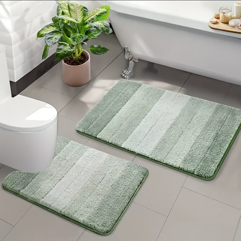 Tapis de salle de bain dégradé avec contour de WC, lot de 2