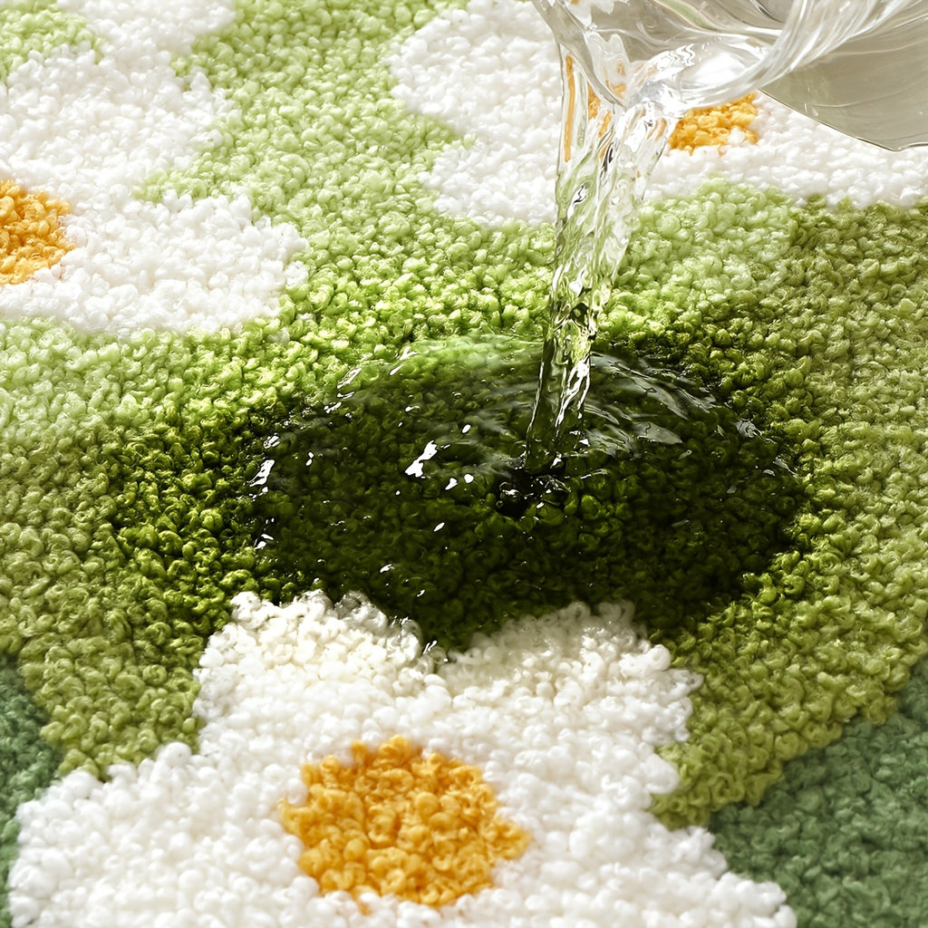 Tapis de salle de bain à marguerites tuftées en relief