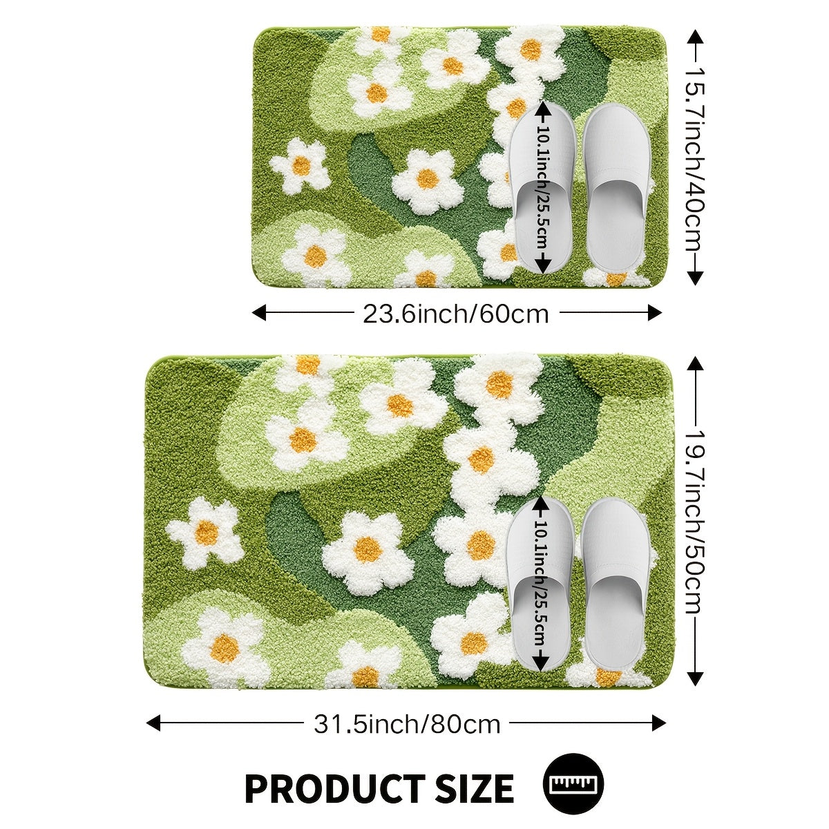Tapis de salle de bain à marguerites tuftées en relief
