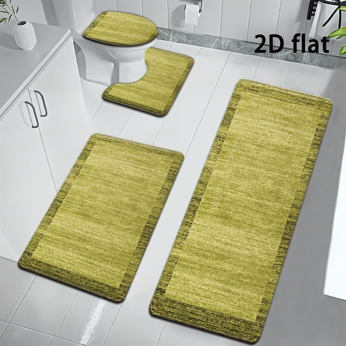 Tapis de salle de bain, trio avec housse d'abattant