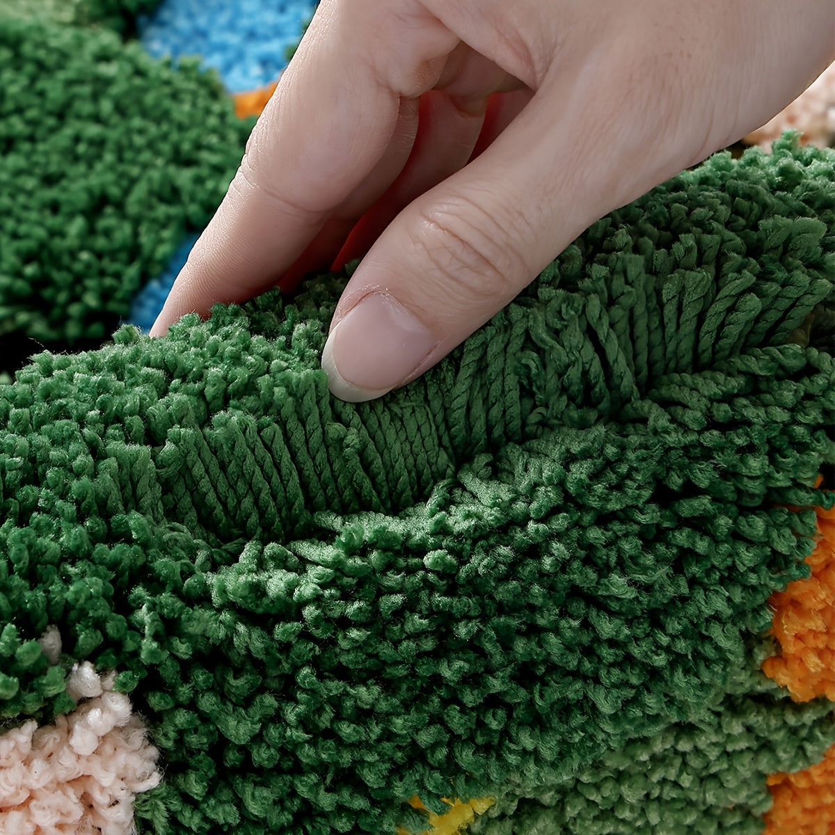 Tapis de salle de bain effet sous-bois, relief 3D tufté