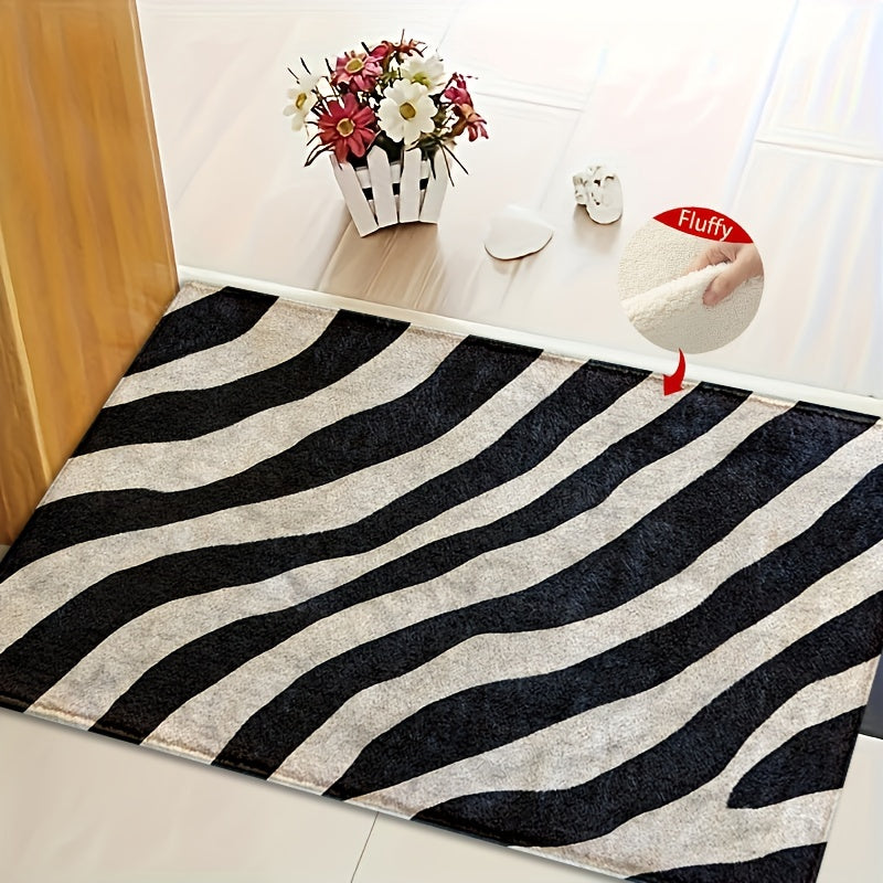 Tapis de salle de bain zèbre, effet cachemire