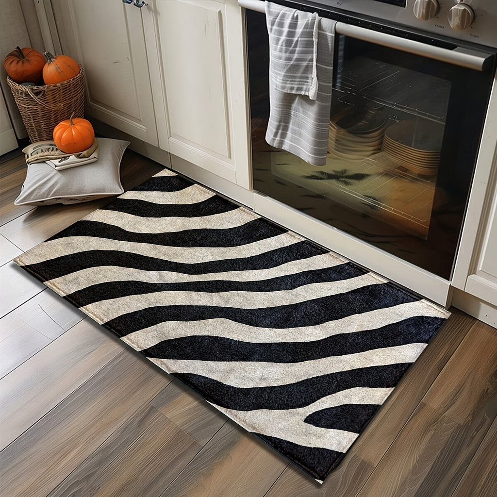 Tapis de salle de bain zèbre, effet cachemire