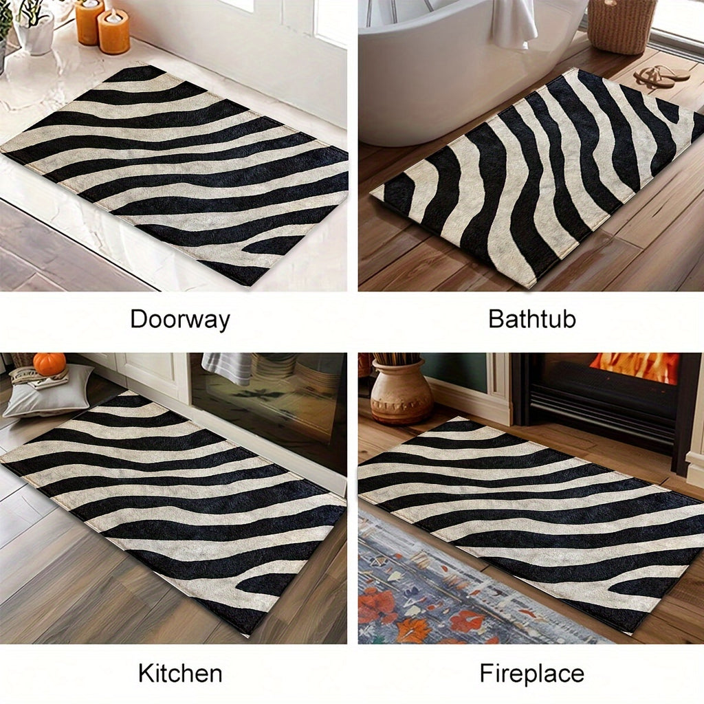 Tapis de salle de bain zèbre, effet cachemire
