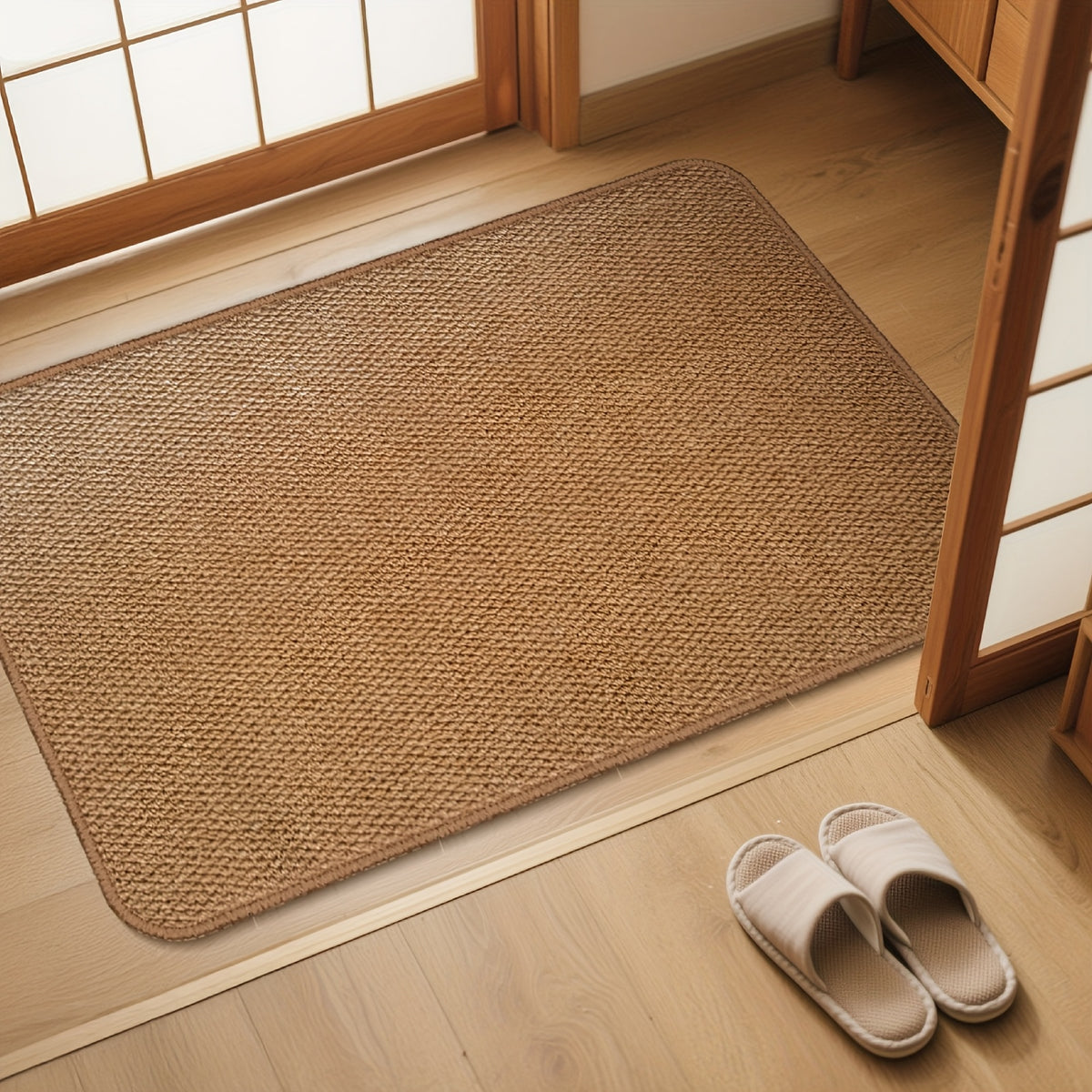 Tapis de sol effet jute, style japonais