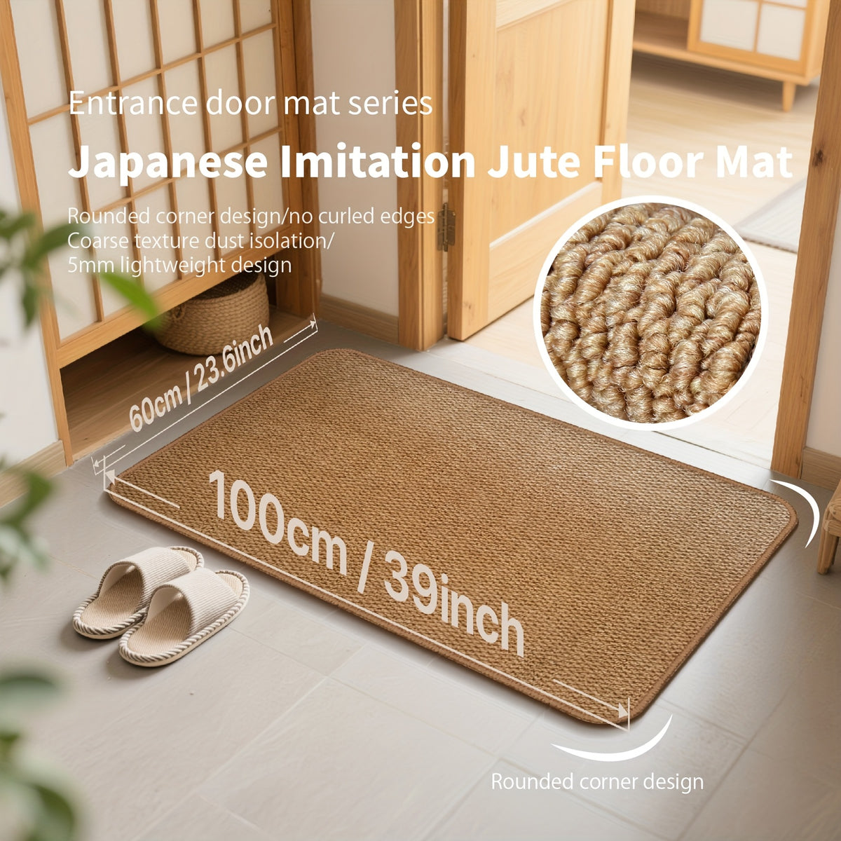 Tapis de sol effet jute, style japonais