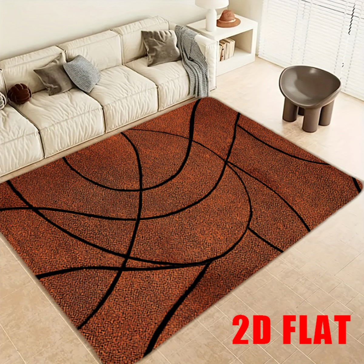 Tapis de salle de bain terre cuite à courbes, 9 formats