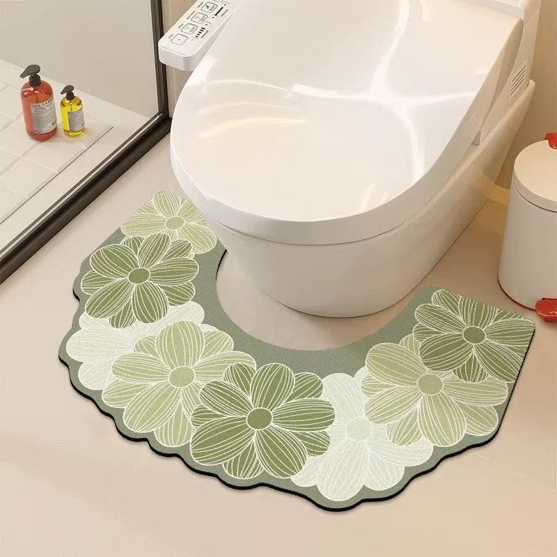 Tapis de toilette en U, guirlande florale tuftée 1 200 g/m²