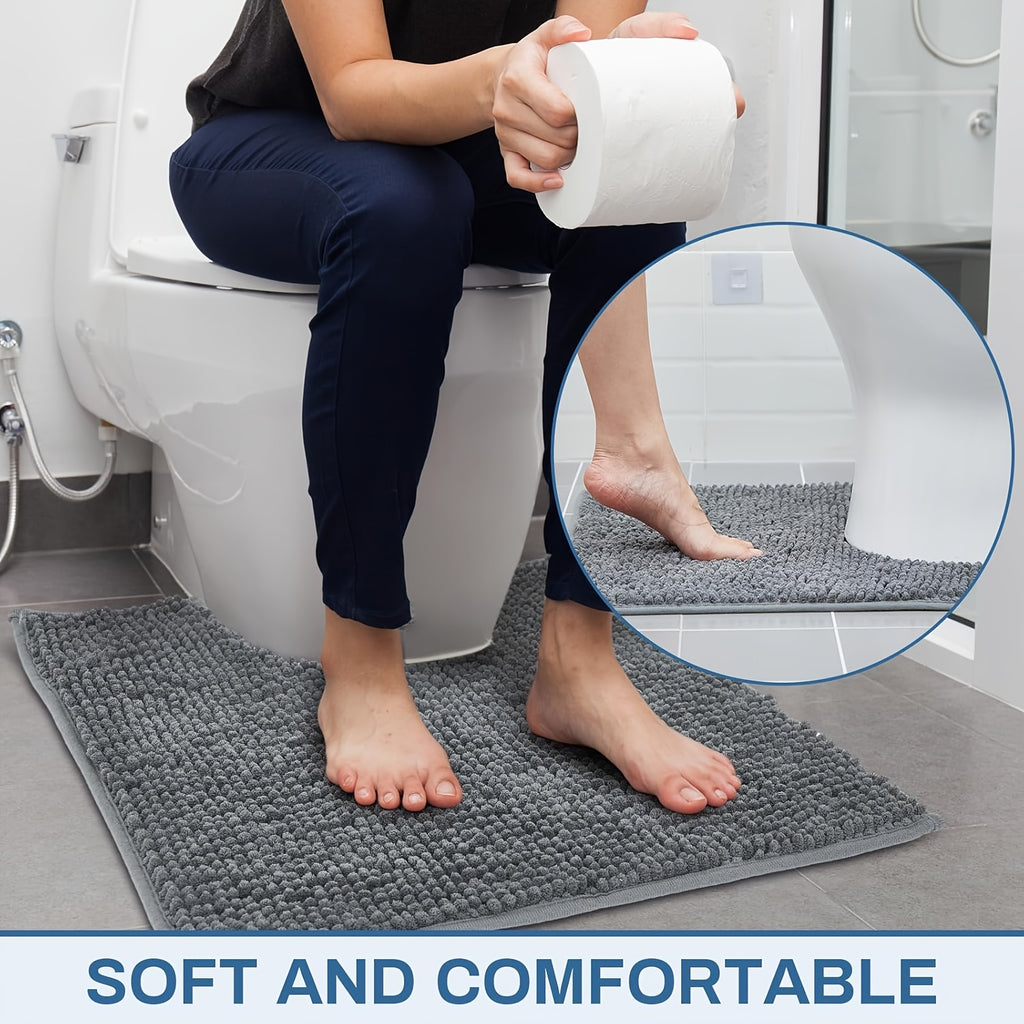 Tapis de salle de bain WC carré chenille, 8
