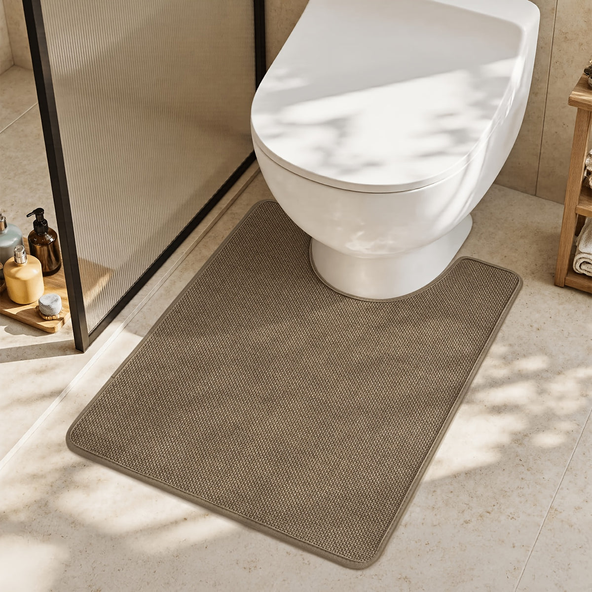 Tapis de salle de bain contour WC arasé en tressage