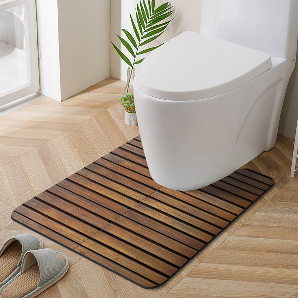 Tapis de salle de bain imprimé lames de bois, diatomée plate