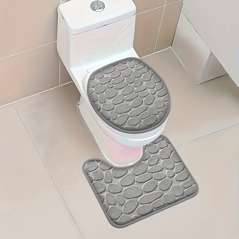 Tapis de salle de bain WC lot de 2 relief galets, 8