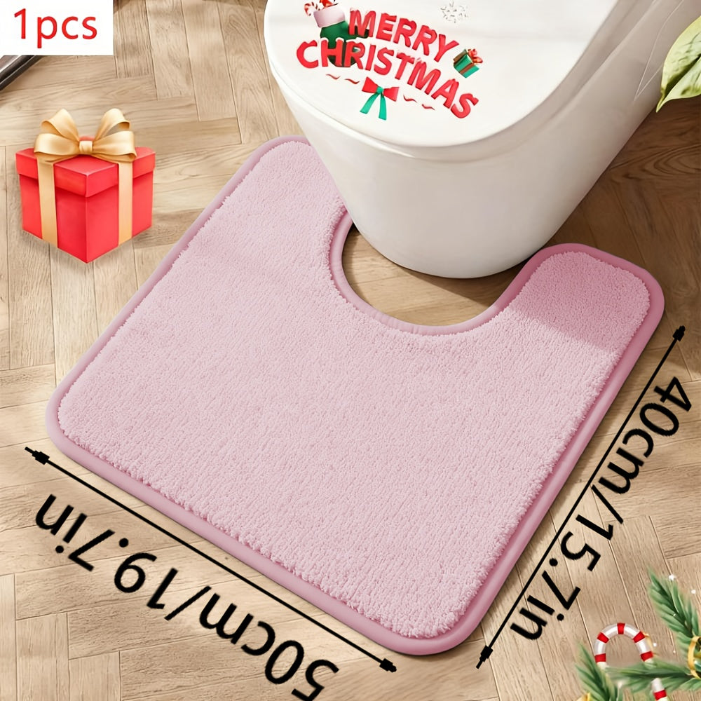 Couvercle de siège de toilette en forme de U rose / 40*50cm (tapis antidérapant en forme de U)